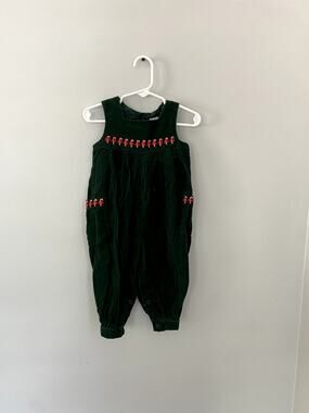Class Club Baby Christmas Candy Cane Embroidered Jumpsuit Outfit 12-18